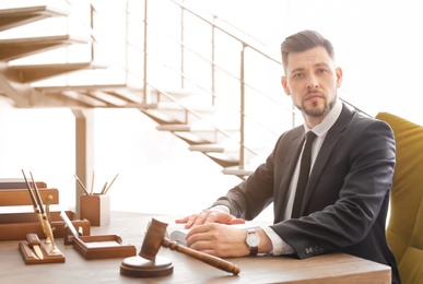 Male lawyer working in office