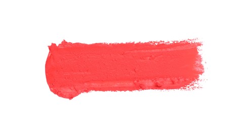 Photo of Swatch of lipstick isolated on white, top view
