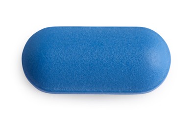 Photo of One pill isolated on white, top view