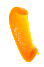 Photo of Slice of orange bell pepper isolated on white
