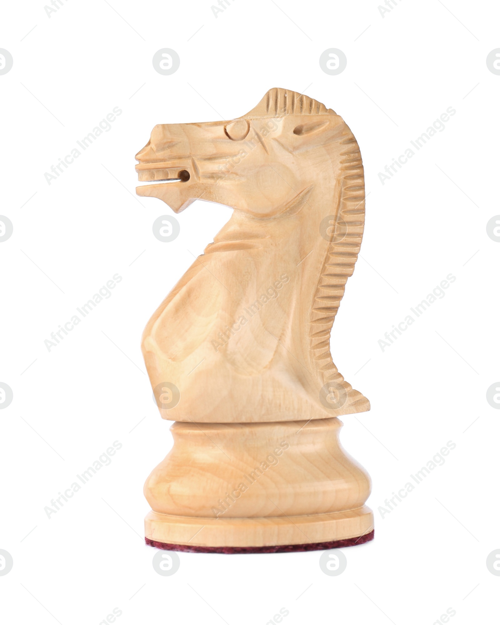 Photo of Wooden knight isolated on white. Chess piece