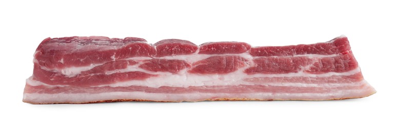 Photo of One piece of raw pork belly isolated on white