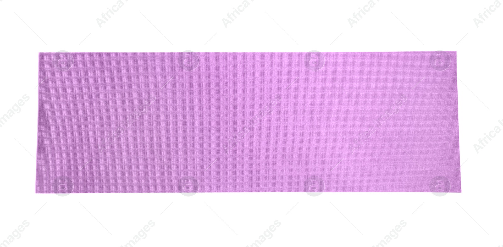 Photo of Bright camping or exercise mat isolated on white, top view