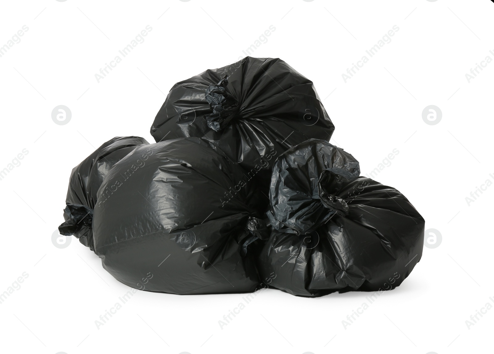 Photo of Trash bags full of garbage isolated on white