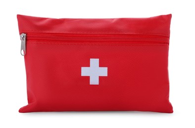 Photo of Red first aid kit isolated on white