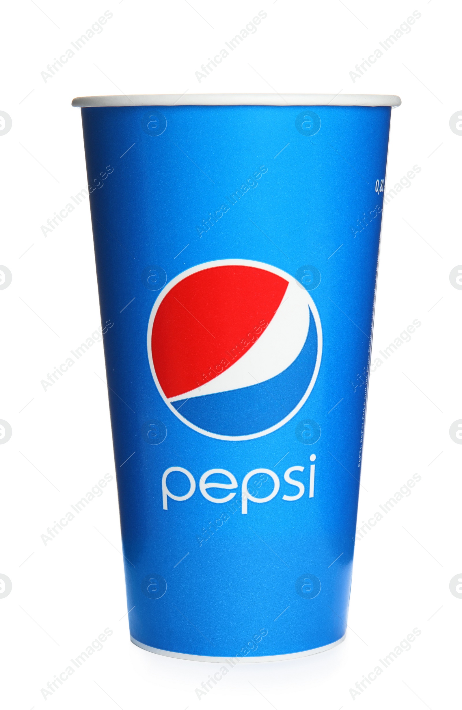 Photo of MYKOLAIV, UKRAINE - JUNE 9, 2021: Paper Pepsi cup isolated on white