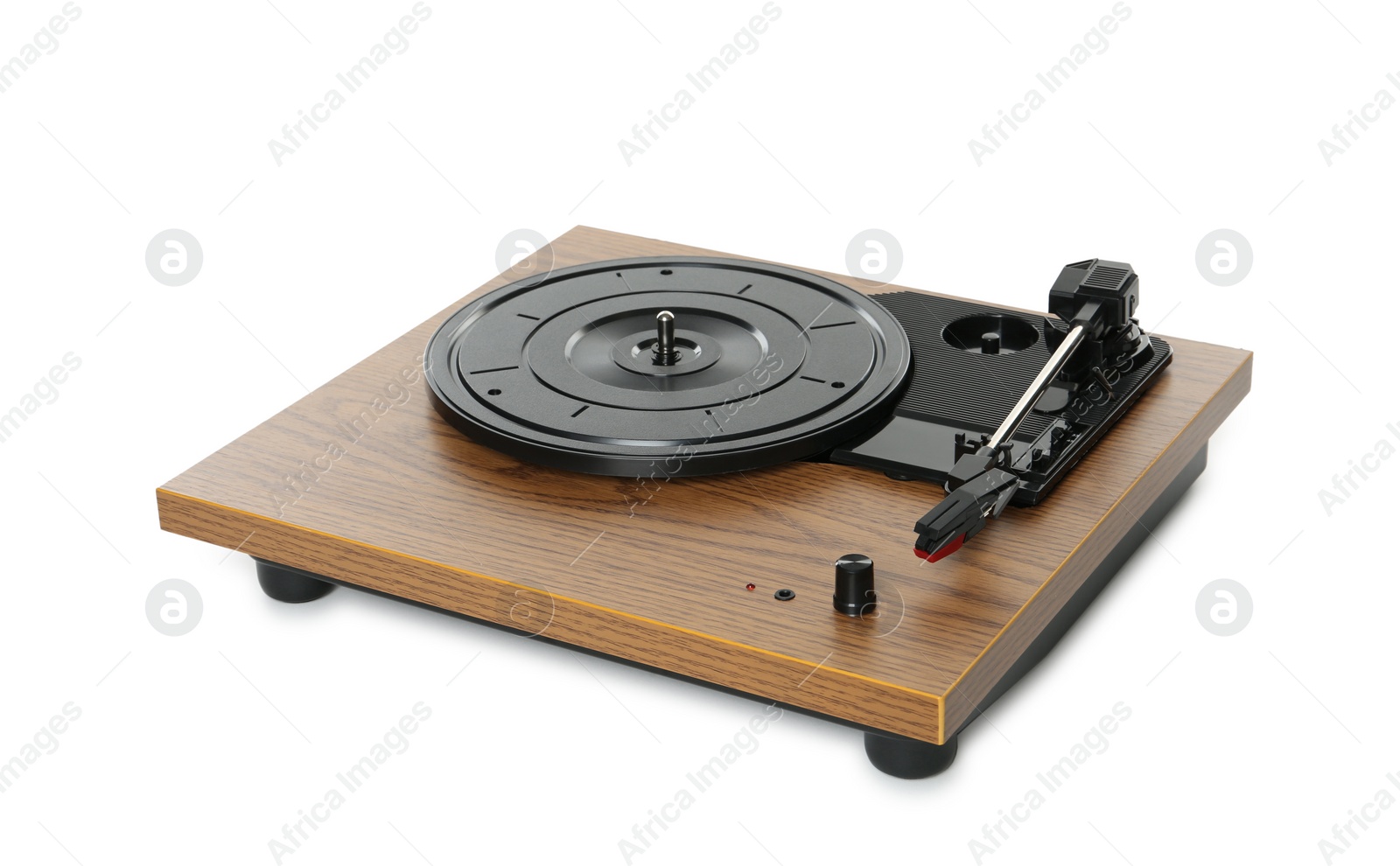 Photo of Modern vinyl record turntable isolated on white