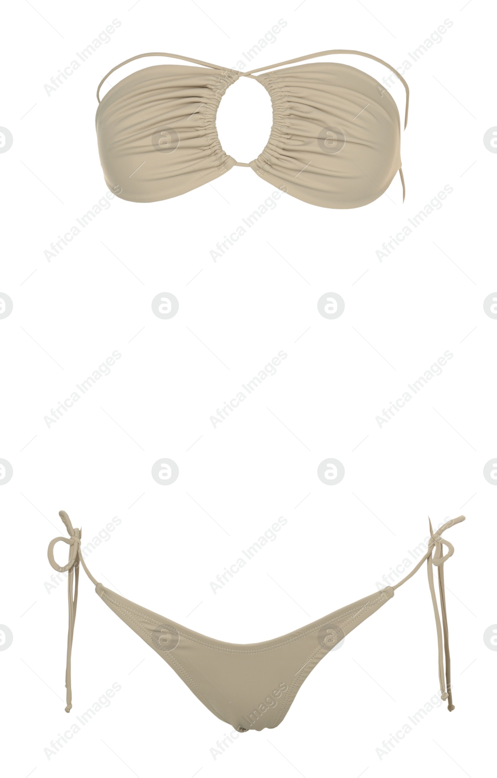 Image of Beautiful bikini isolated on white. Stylish swimsuit