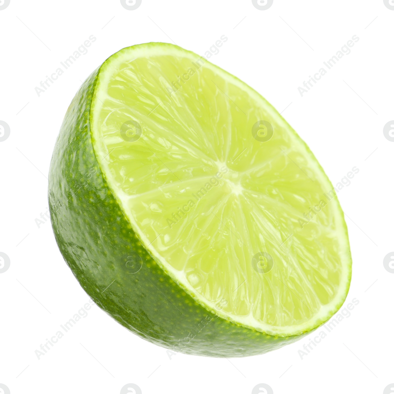 Photo of Half of fresh green ripe lime isolated on white