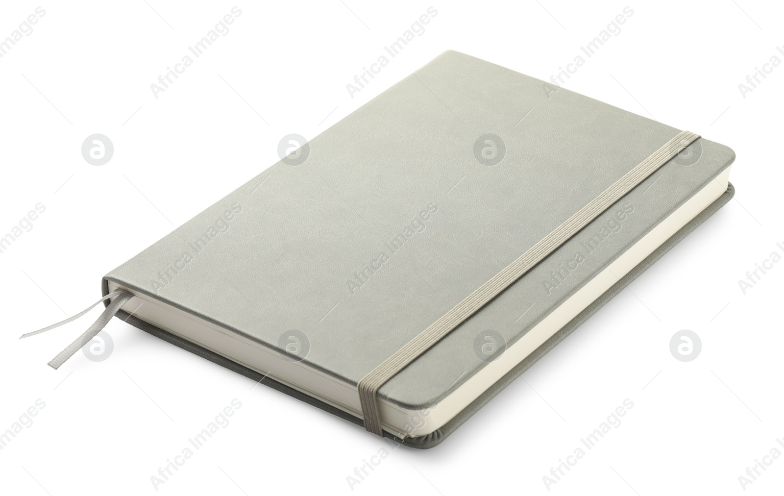 Photo of Closed grey office notebook isolated on white