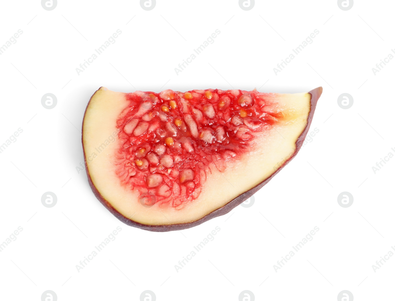 Photo of Piece of fresh fig isolated on white, top view