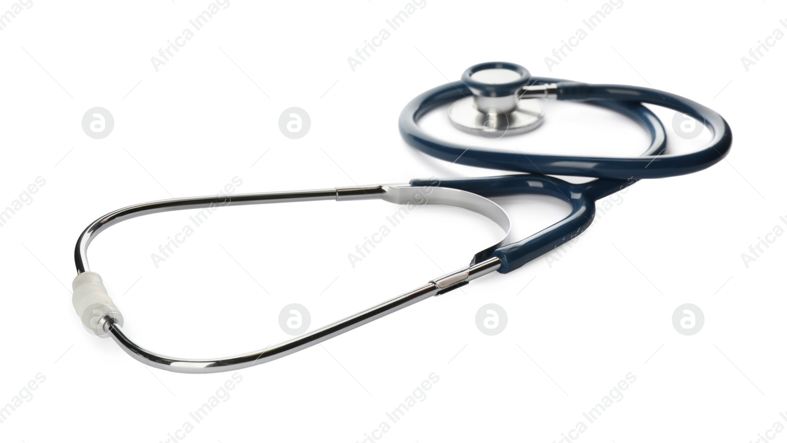 Photo of New stethoscope isolated on white. Medical object