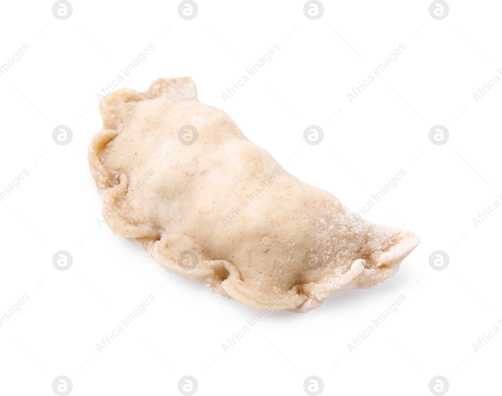 Photo of Raw dumpling (varenyk) with cottage cheese isolated on white