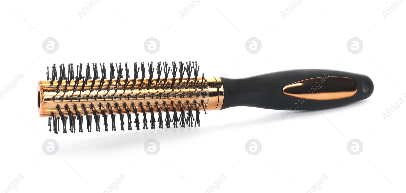 Photo of New round hair brush isolated on white