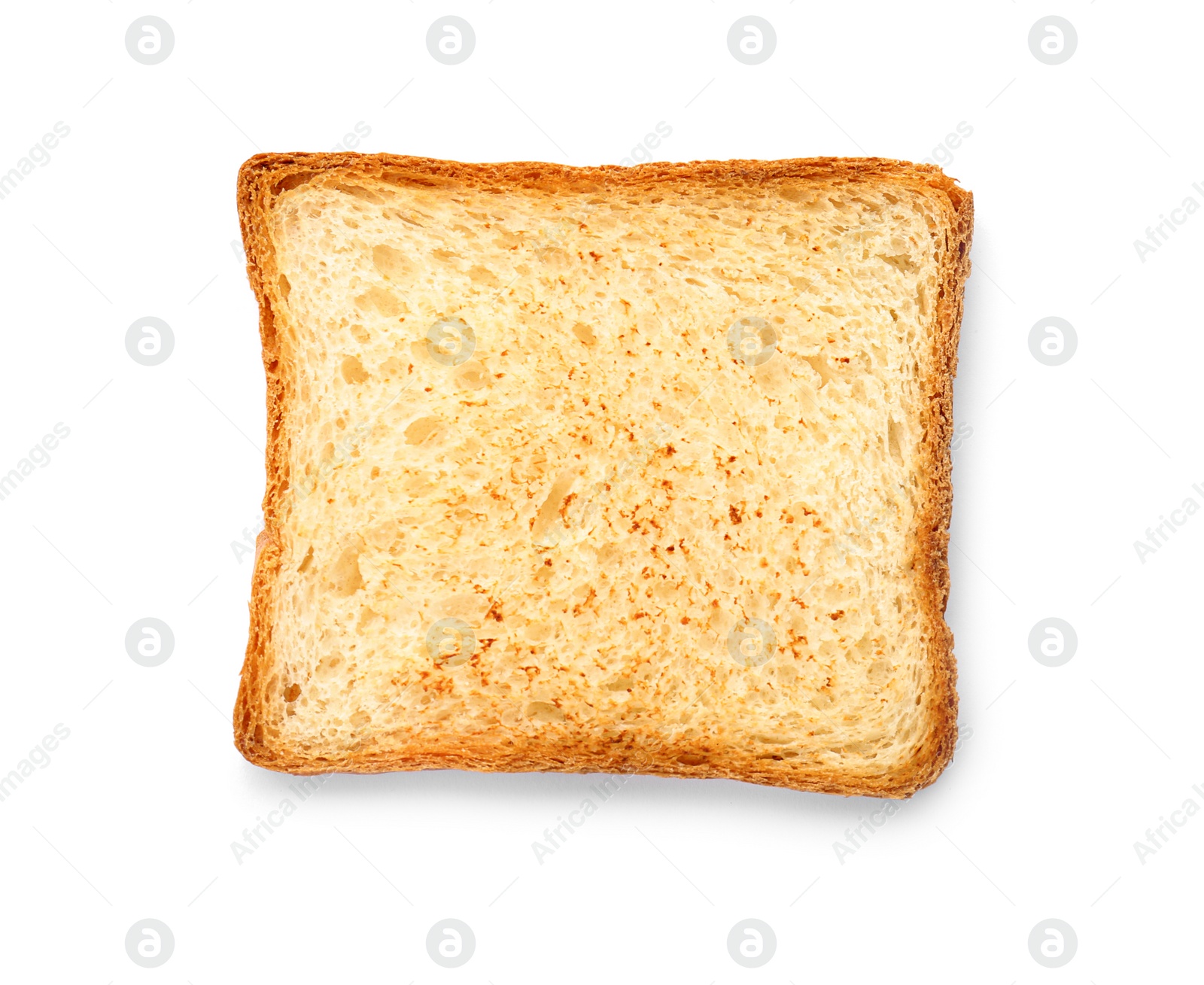 Photo of Toasted bread on white background, top view