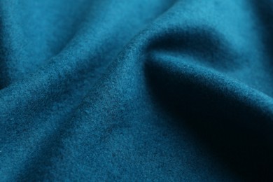 Photo of Texture of beautiful blue fabric as background, closeup