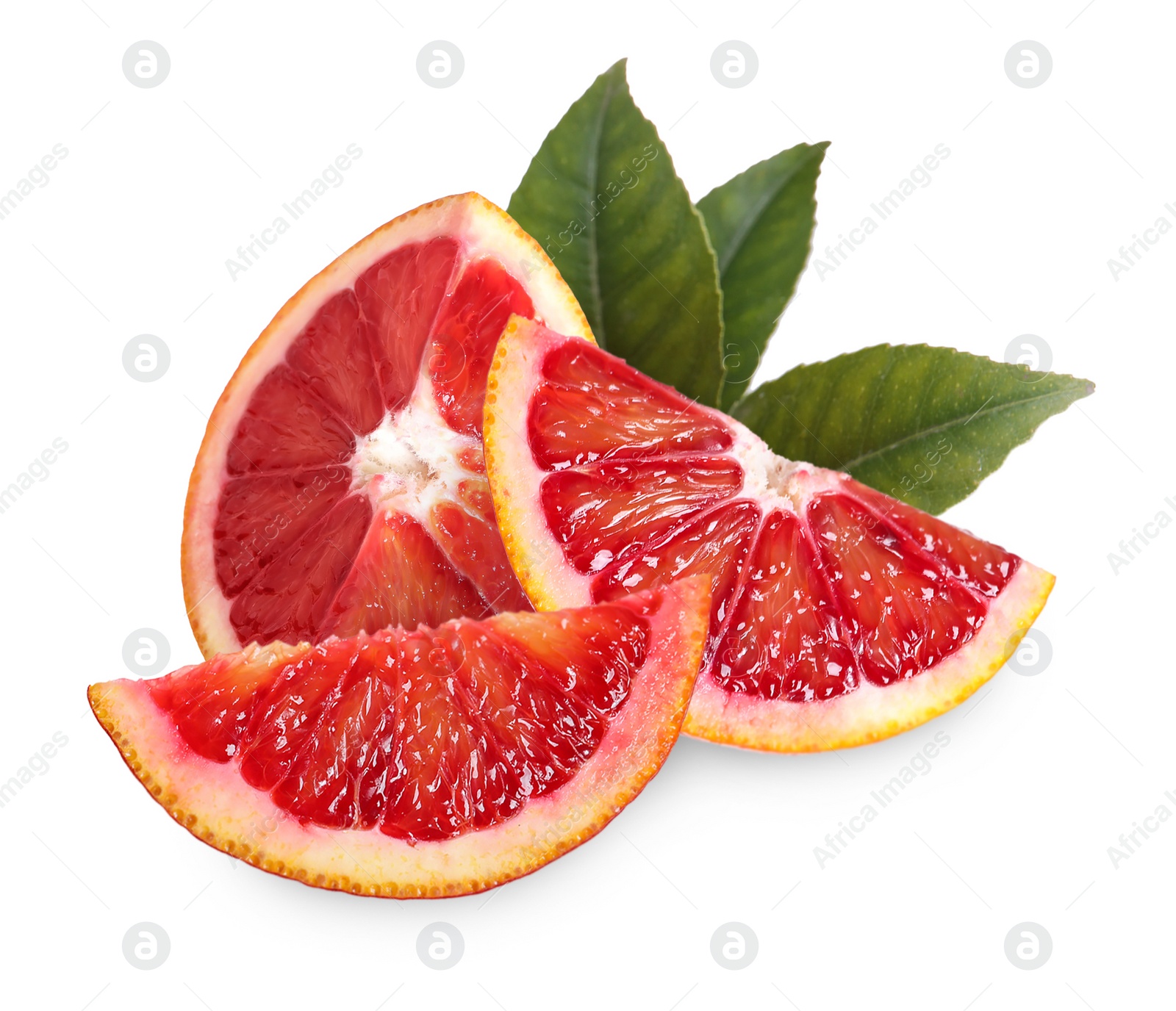 Image of Delicious ripe red oranges on white background