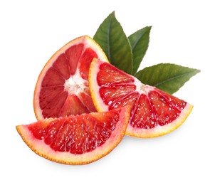 Image of Delicious ripe red oranges on white background