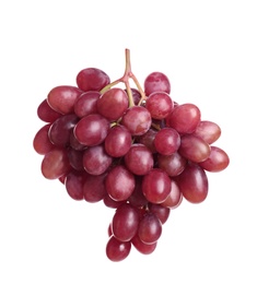 Photo of Bunch of red fresh ripe juicy grapes isolated on white