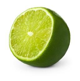 Half of fresh green ripe lime isolated on white