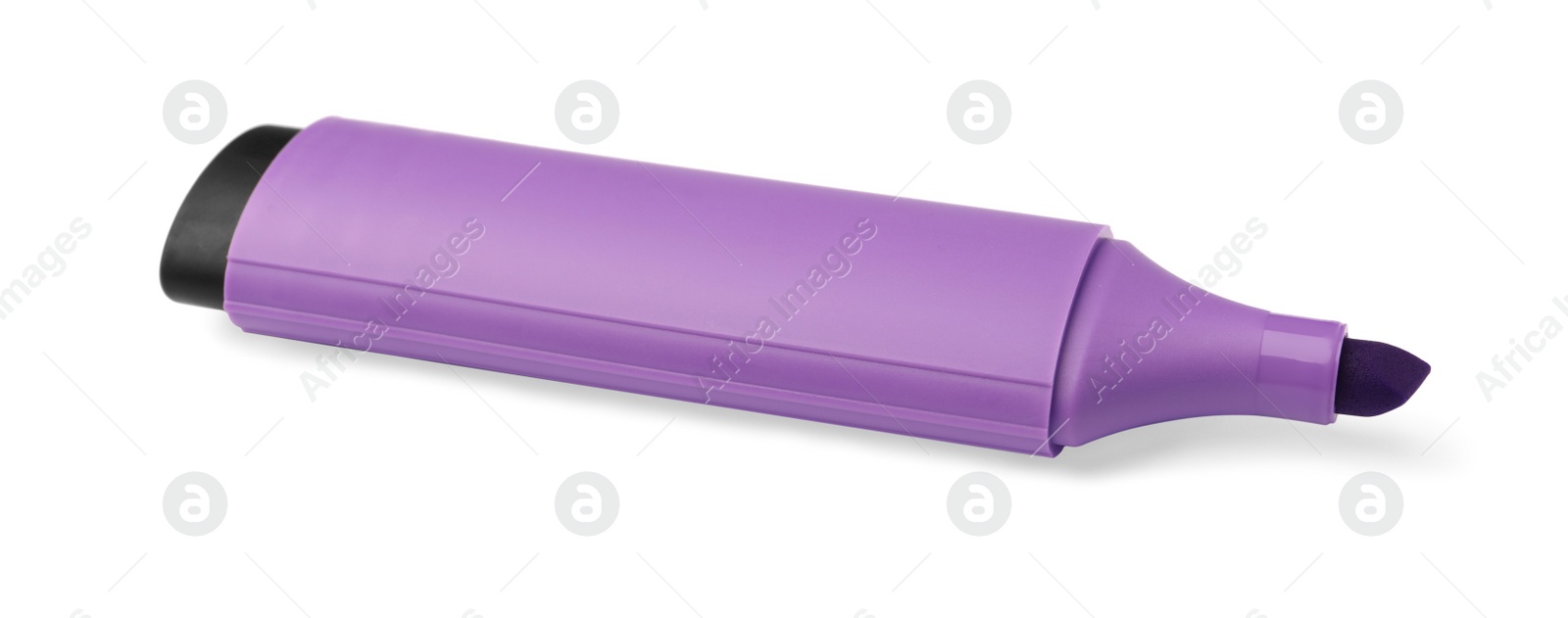 Photo of Bright violet marker isolated on white. Office stationery