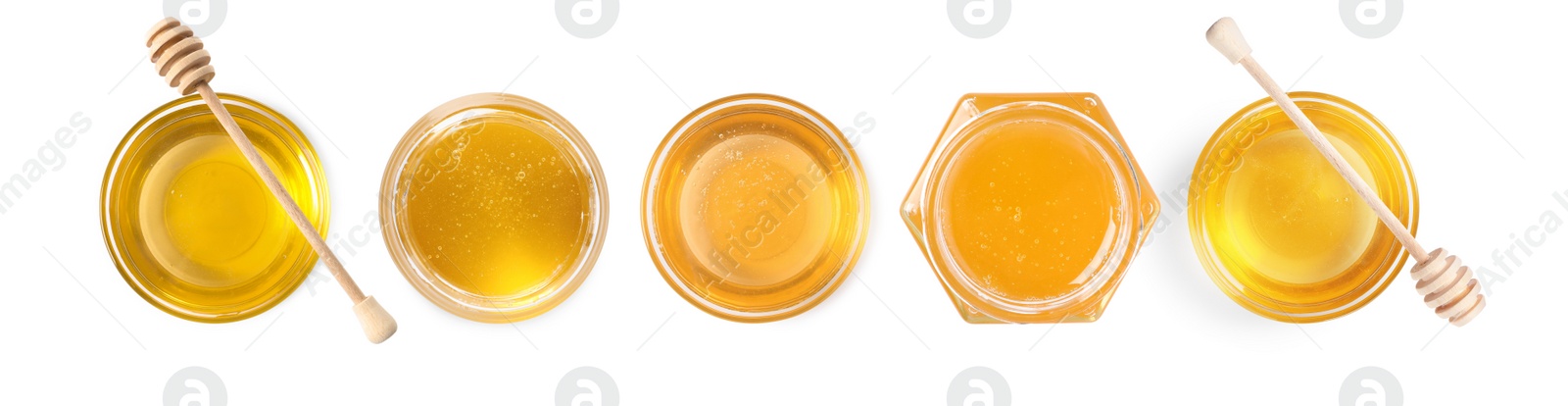 Image of Natural honey isolated on white, top view