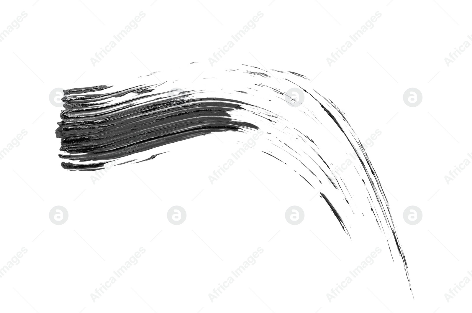 Photo of Smear of black mascara isolated on white, top view