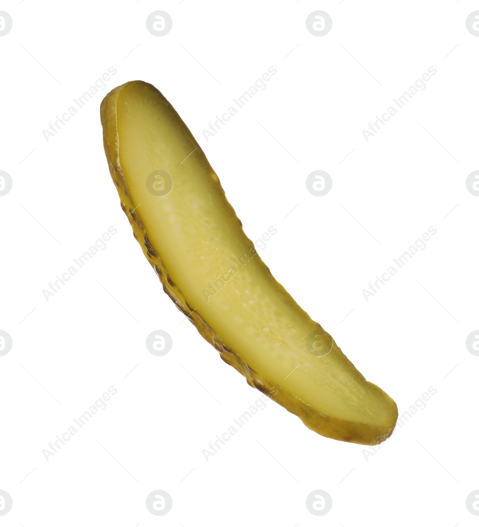 Photo of Slice of pickled cucumber isolated on white