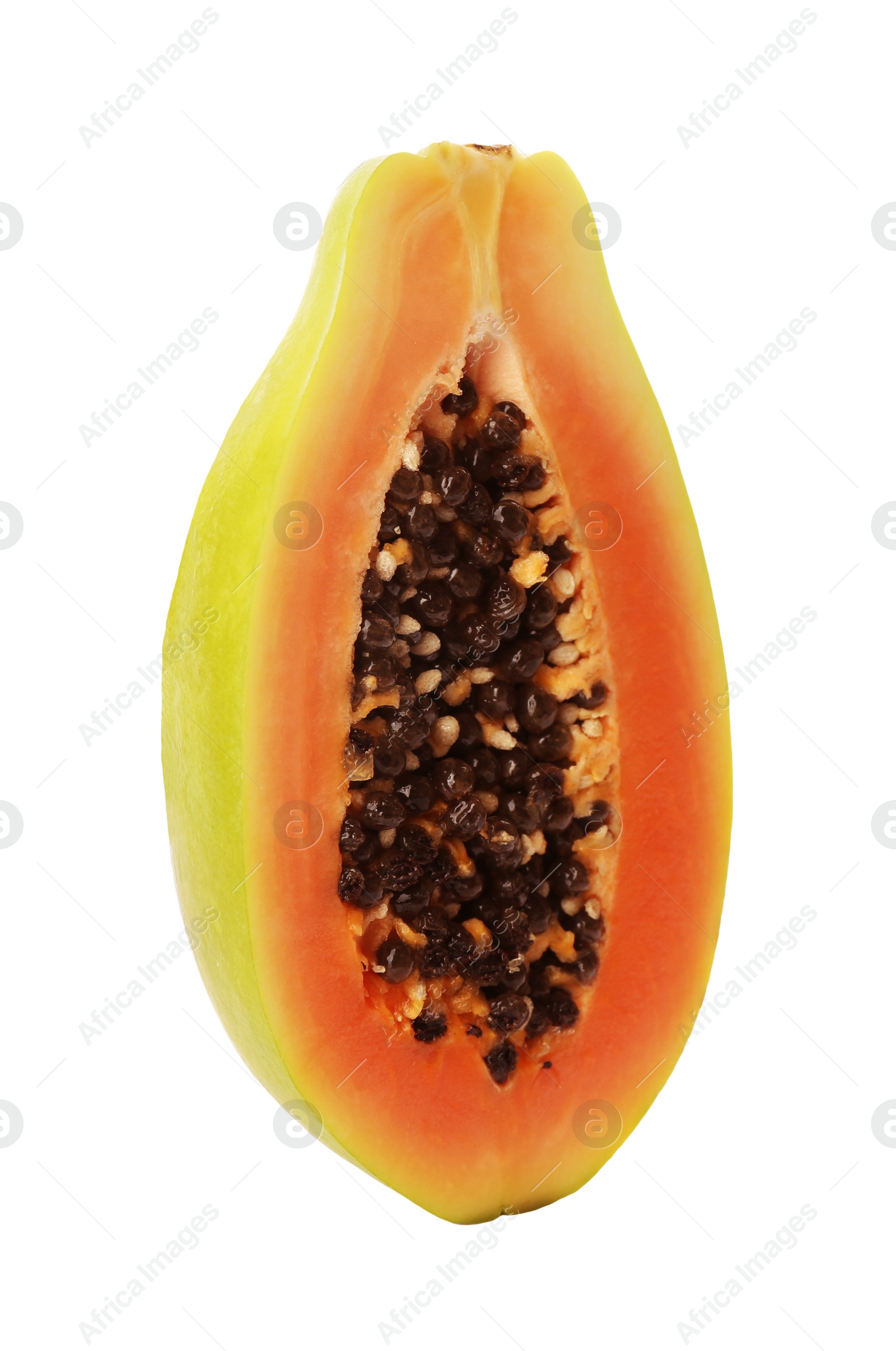 Photo of Fresh ripe papaya half isolated on white