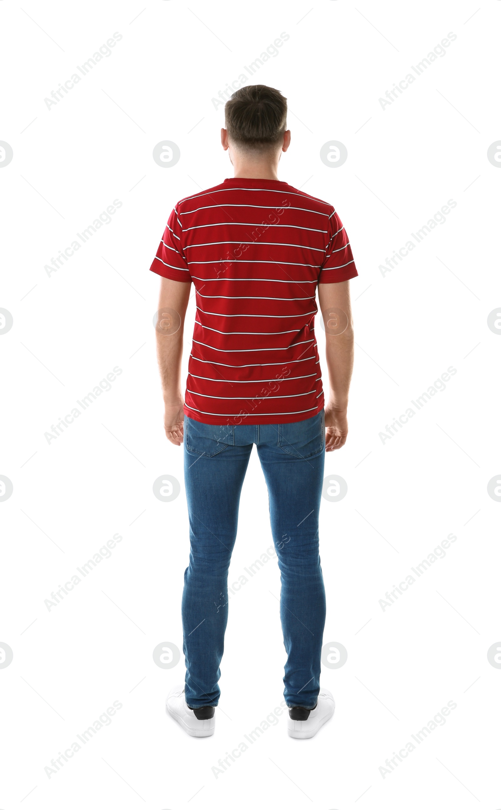 Photo of Man in T-shirt posing on white background