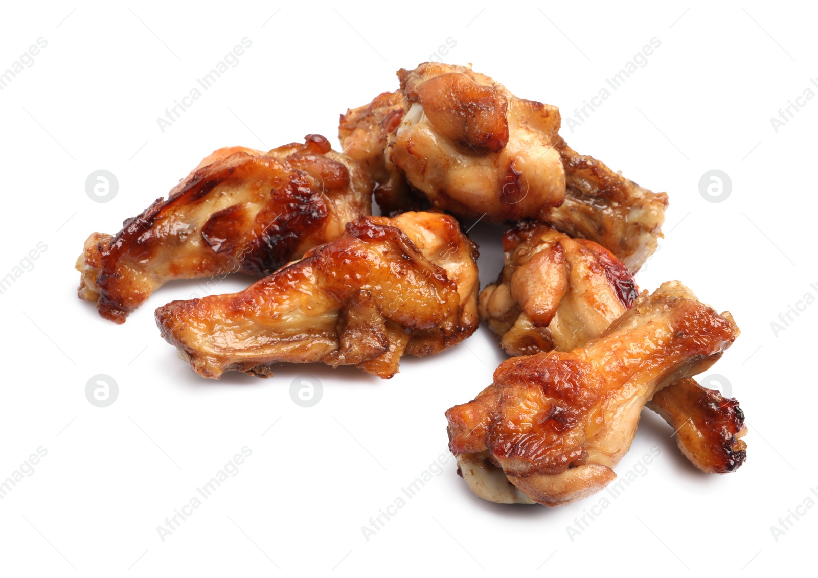 Photo of Delicious fried chicken wings isolated on white background