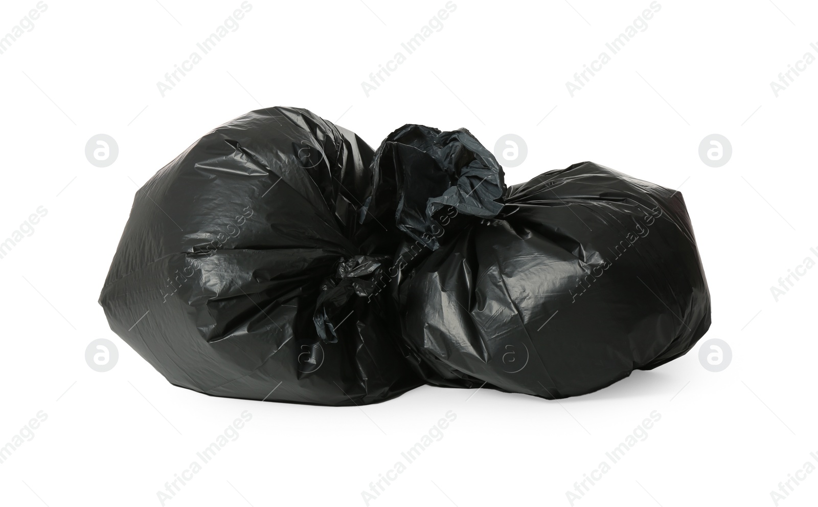 Photo of Trash bags full of garbage isolated on white