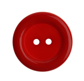 Photo of Red plastic sewing button isolated on white