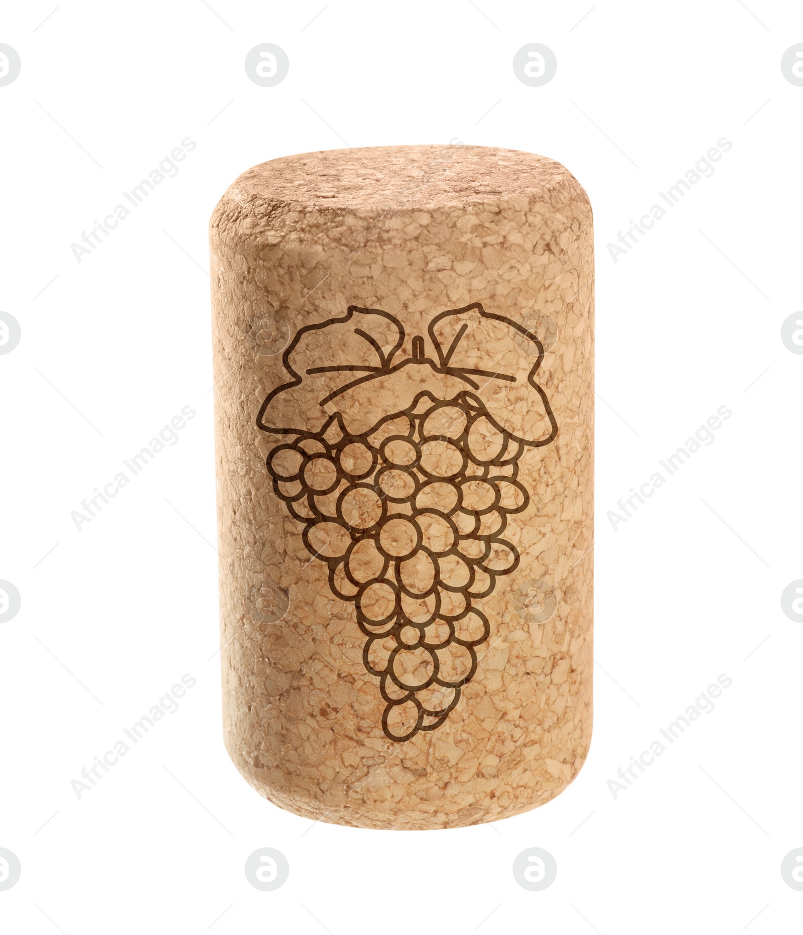 Image of Wine cork with grape image isolated on white