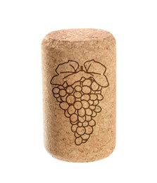 Wine cork with grape image isolated on white