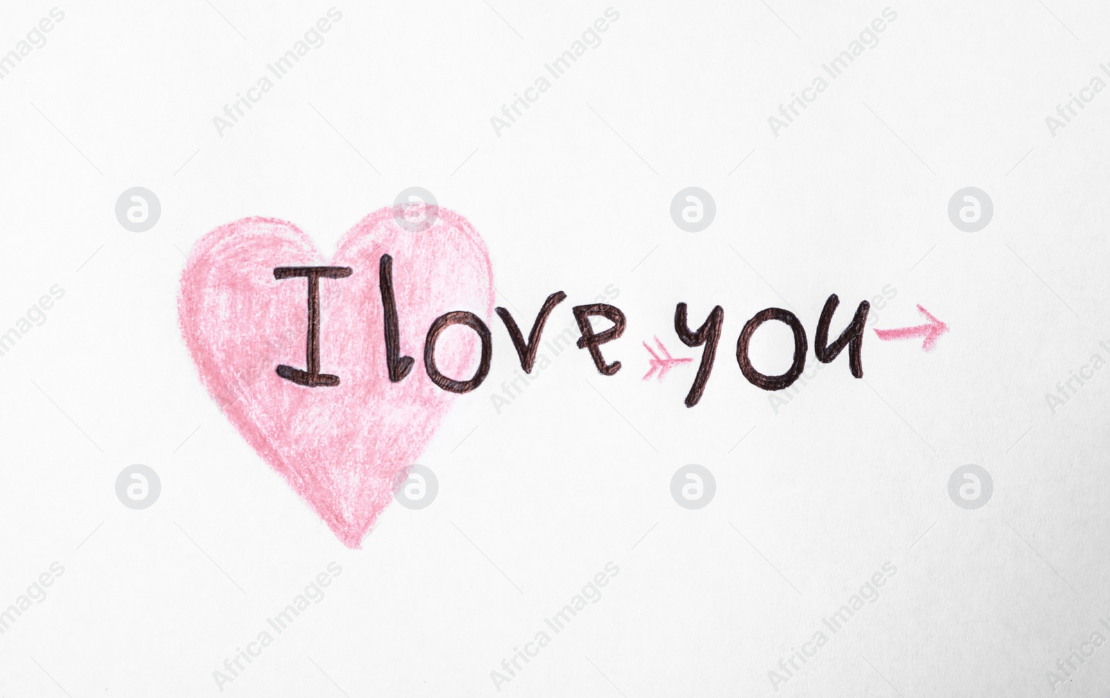 Photo of Handwritten text I Love You on white background