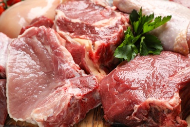 Image of Closeup view of fresh cut raw meat