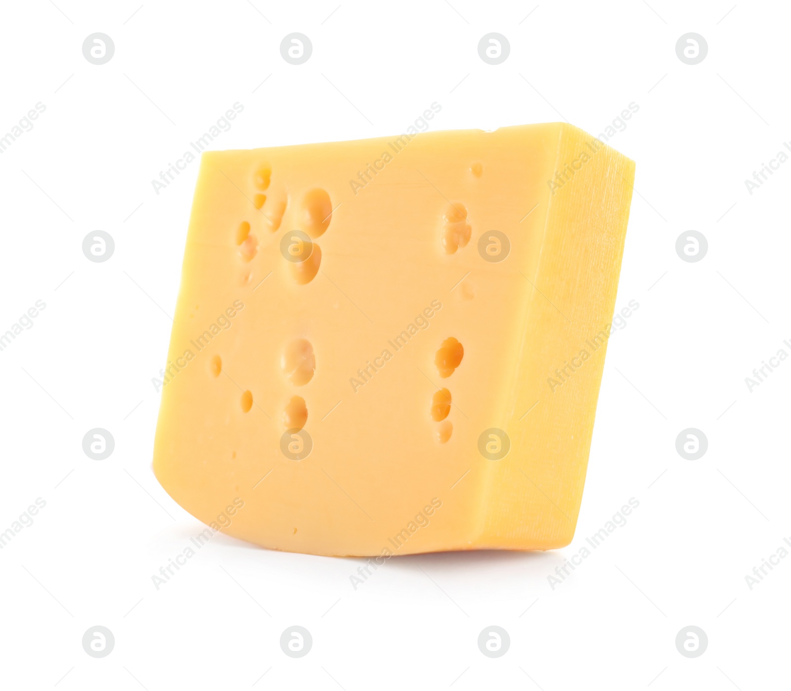 Photo of Piece of delicious cheese on white background