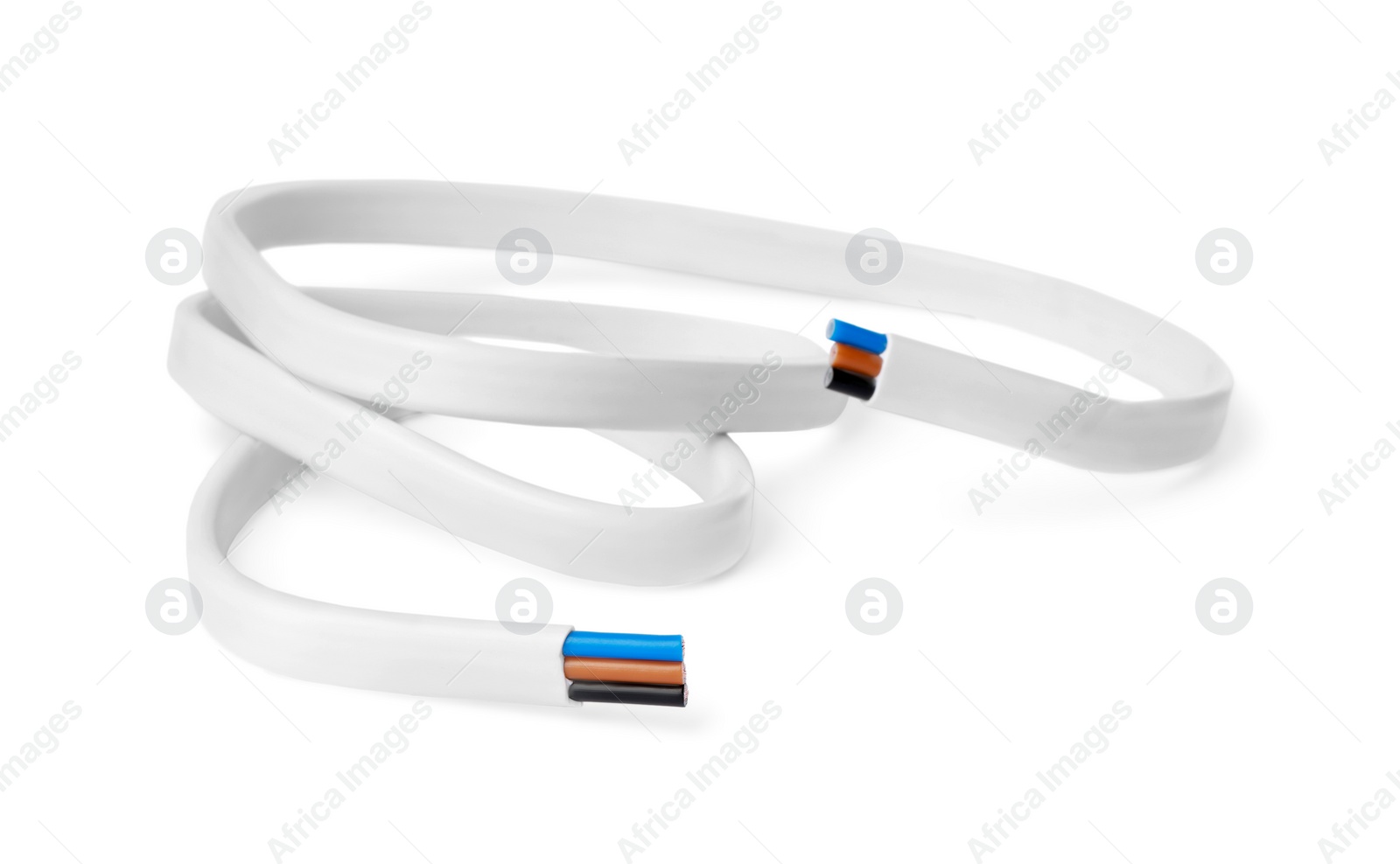 Photo of One new electrical wire isolated on white