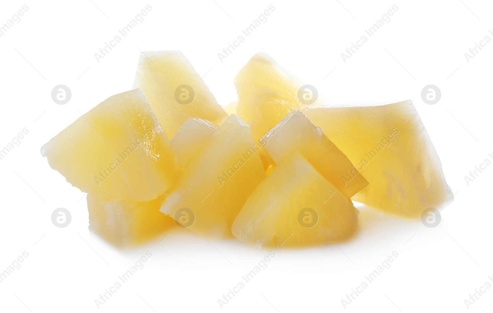 Photo of Pieces of canned pineapple isolated on white