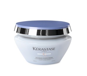 Photo of MYKOLAIV, UKRAINE - SEPTEMBER 08, 2021: Jar of Kerastase hair care cosmetic product isolated on white