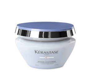 MYKOLAIV, UKRAINE - SEPTEMBER 08, 2021: Jar of Kerastase hair care cosmetic product isolated on white