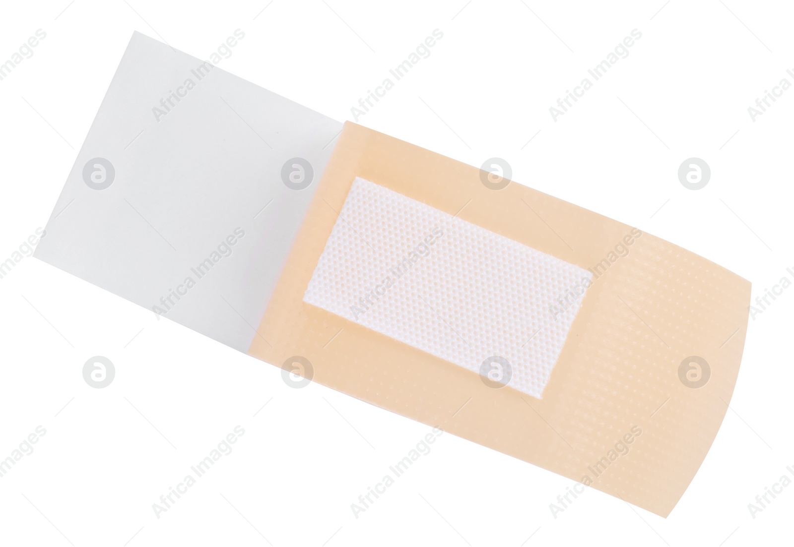 Photo of One medical adhesive bandage isolated on white, top view