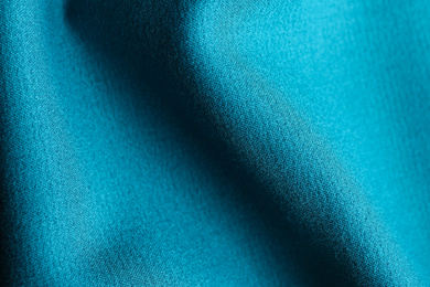 Photo of Texture of beautiful blue fabric as background, closeup