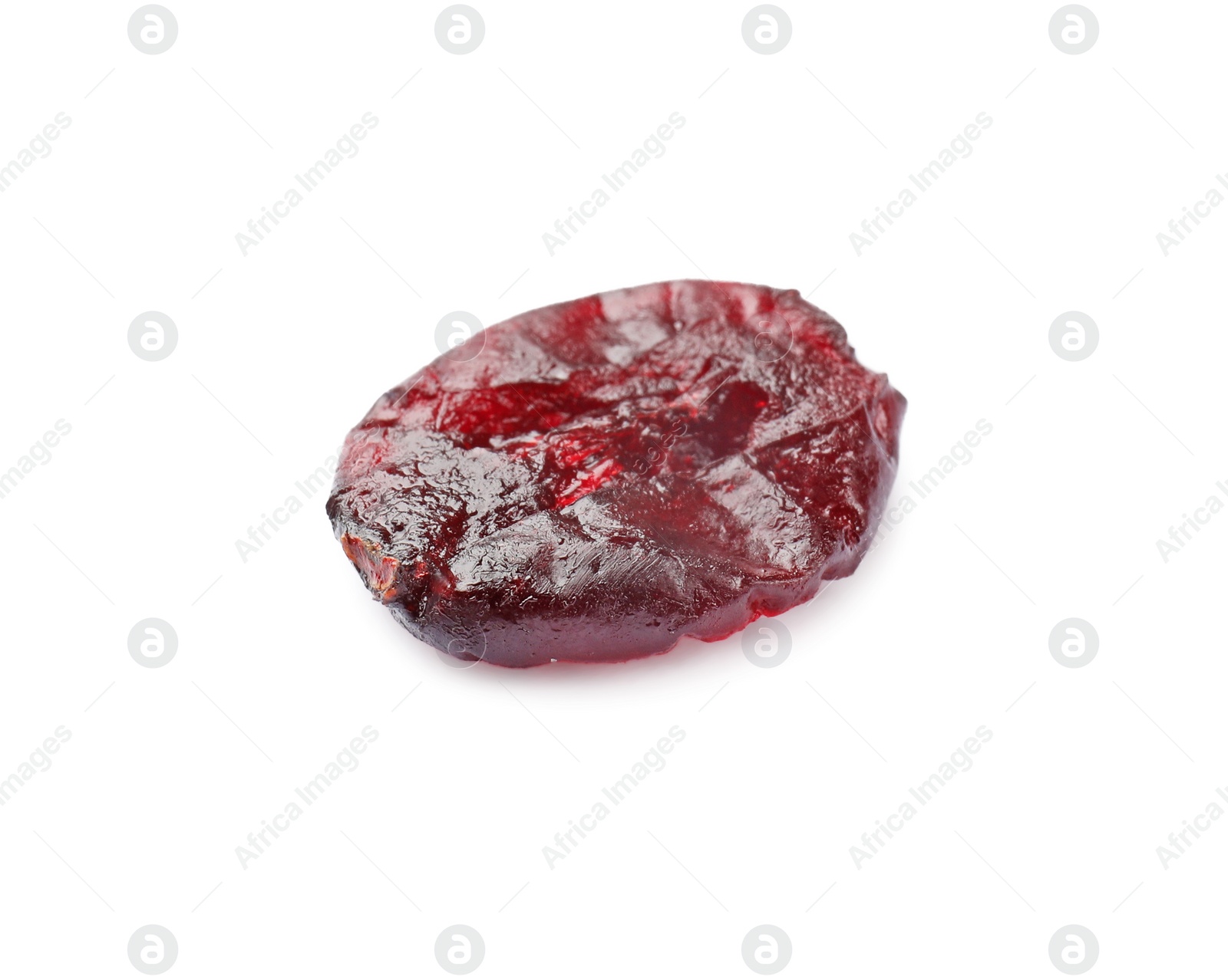 Photo of One tasty dried cranberry isolated on white