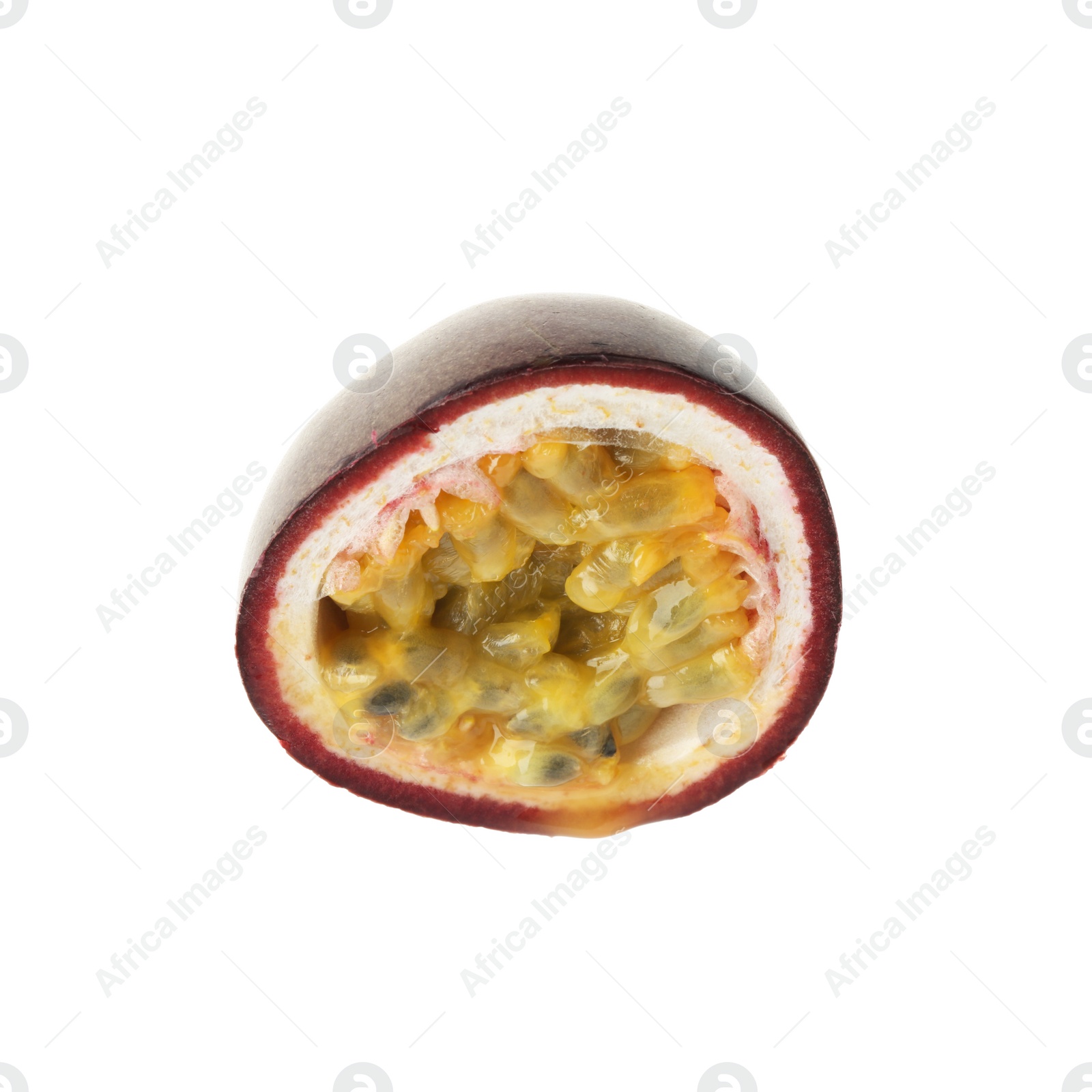 Photo of Slice of passion fruit on white background