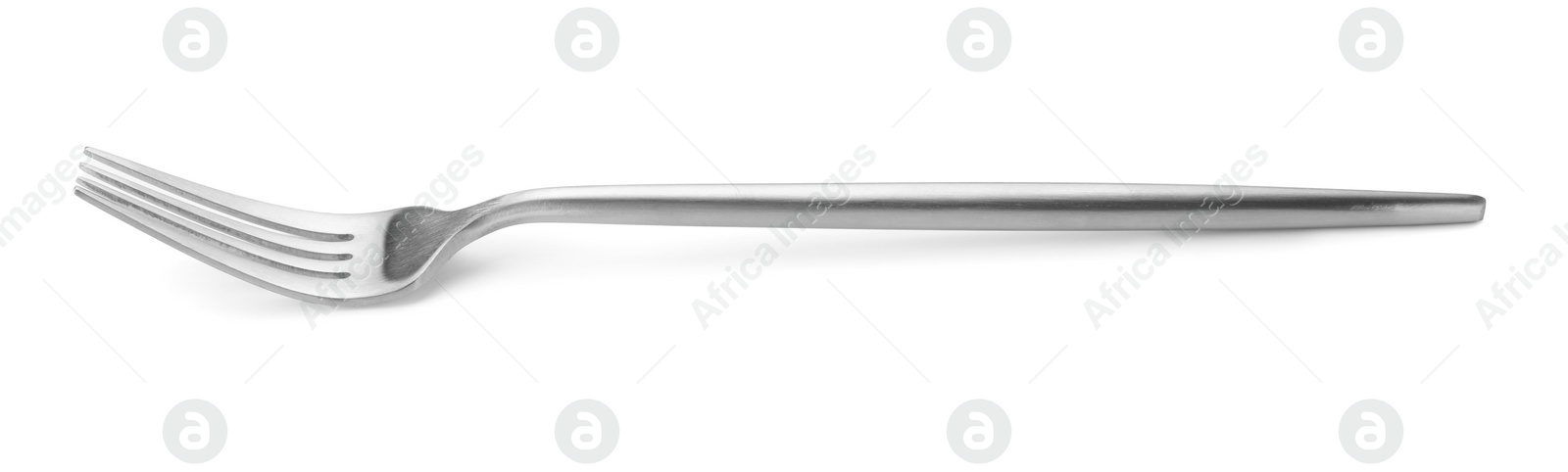 Photo of One shiny silver fork isolated on white