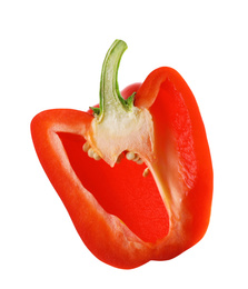 Photo of Cut red bell pepper isolated on white