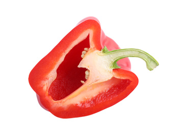 Photo of Cut red bell pepper isolated on white