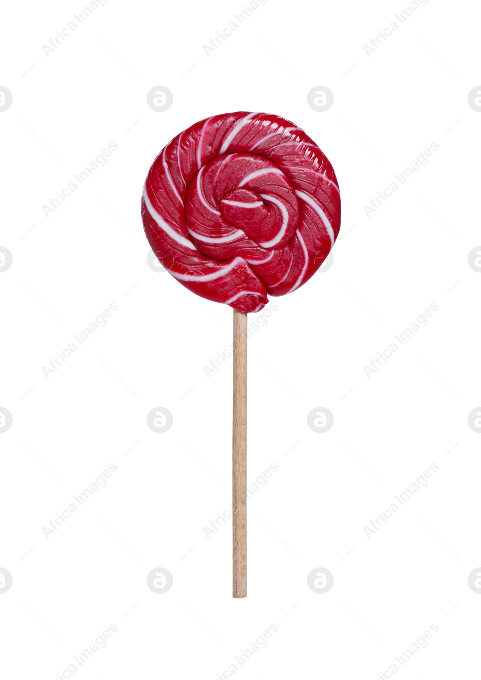 Photo of Stick with colorful lollipop swirl isolated on white